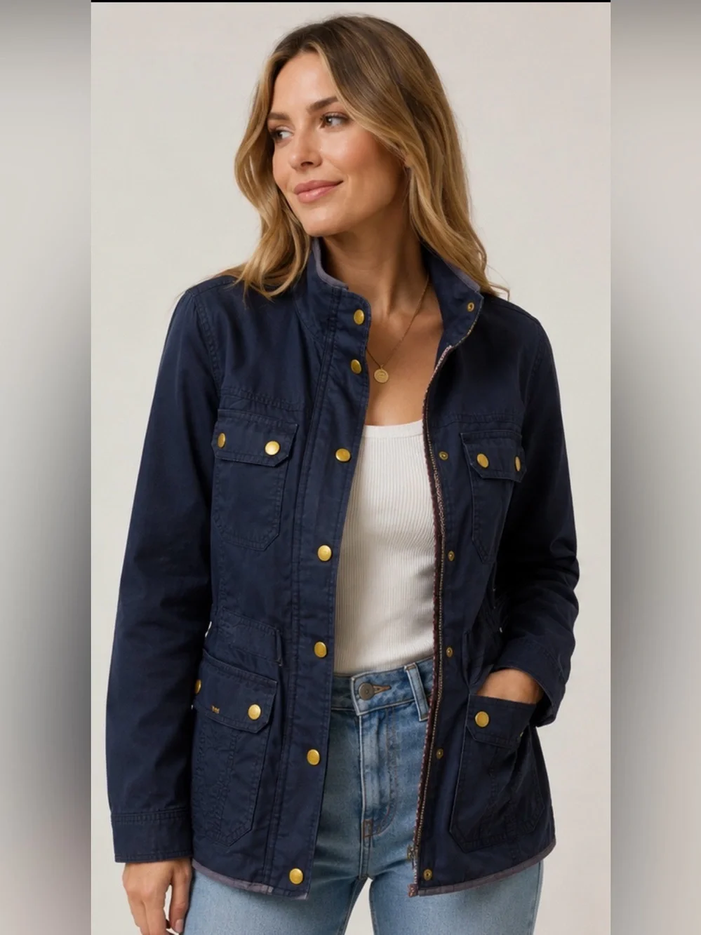J.Crew Navy Utility Field Jacket | Gold Hardware | Size Small